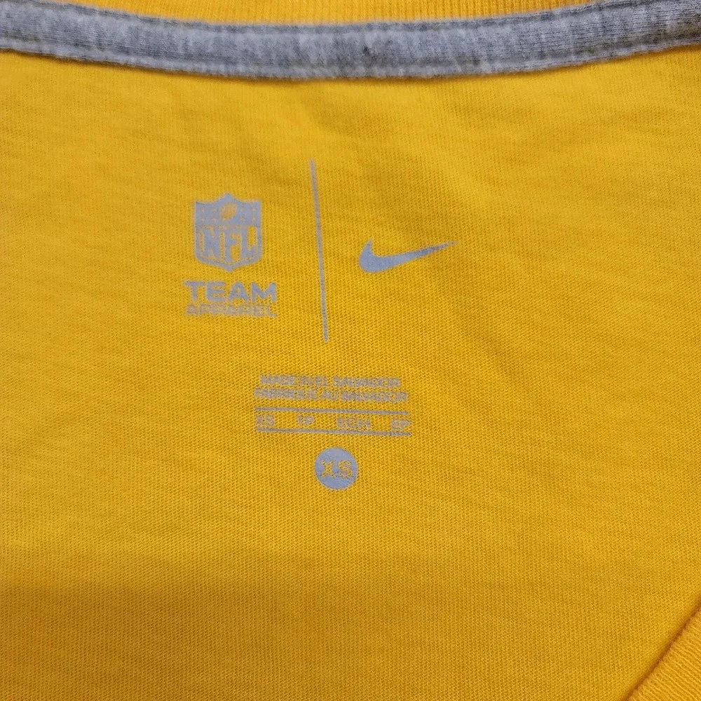 Nike Shirt Womens XS Yellow Green‎ Bay Packers Talent Scout Spellout Logo NFL